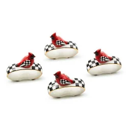 Cardinal Toile Napkin Rings, Set of 4