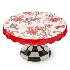 Cardinal Toile Small Pedestal Platter