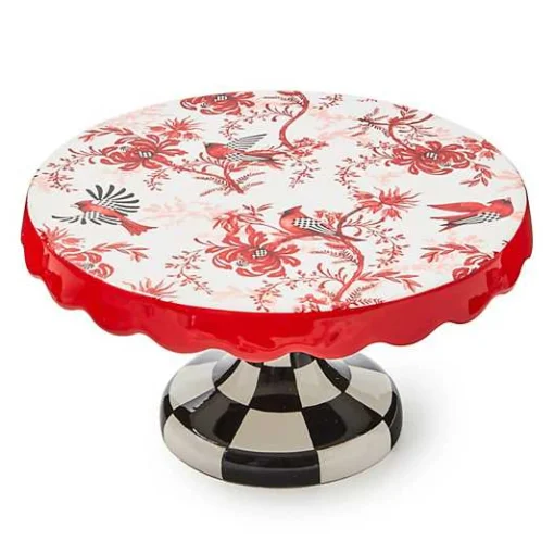 Cardinal Toile Small Pedestal Platter
