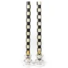 Check Black  Ivory Dinner Candles, Set of 2