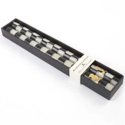 Check Black  Ivory Dinner Candles, Set of 2