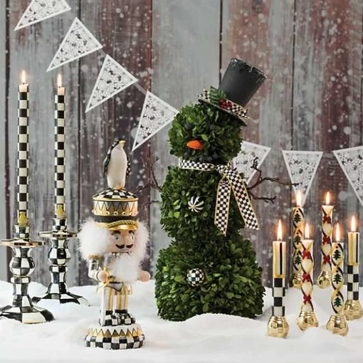 Check Black  Ivory Dinner Candles, Set of 2
