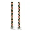 Check Pastel Dinner Candles, Set of 2
