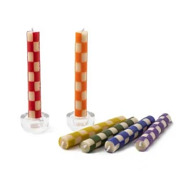 Check Rainbow Mini Dinner Candles, Set of 6