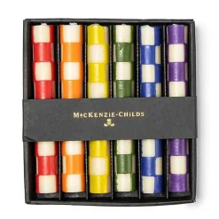 Check Rainbow Mini Dinner Candles, Set of 6