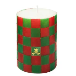 Check Red  Green 4 Pillar Candle