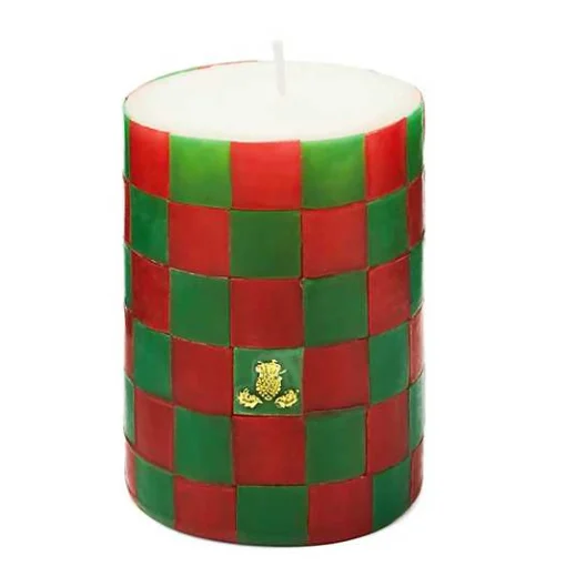 Check Red  Green 4 Pillar Candle