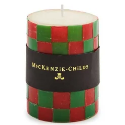 Check Red  Green 4 Pillar Candle