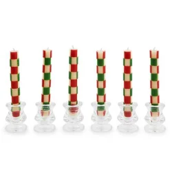 Check Red  Green Mini Dinner Candles, Set of 6
