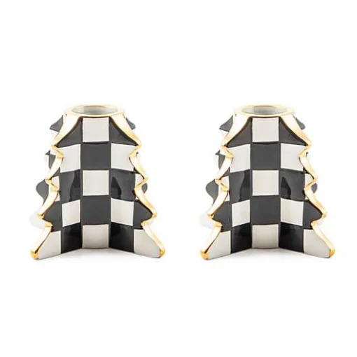 Check Tree Candle Holders, Set of 2