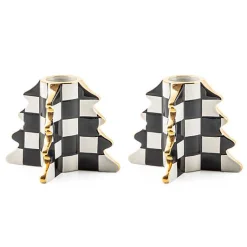 Check Tree Candle Holders, Set of 2