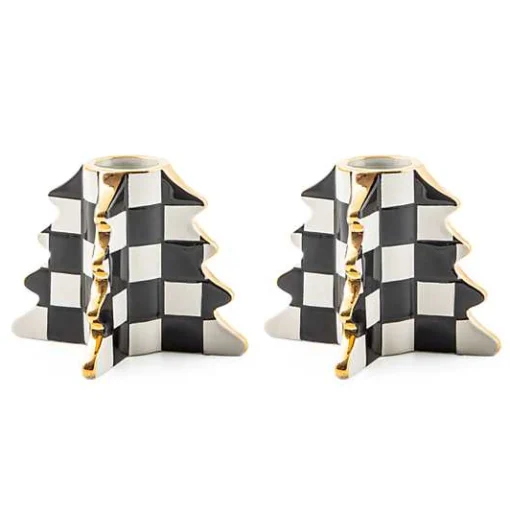 Check Tree Candle Holders, Set of 2