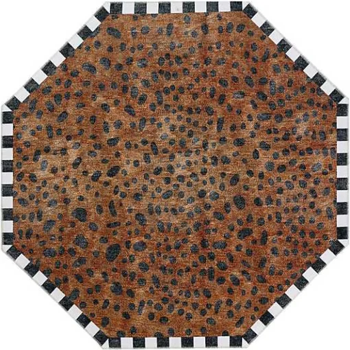 Cheetah 6' Octagon Washable Rug