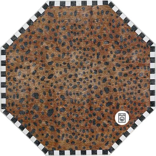 Cheetah 6' Octagon Washable Rug