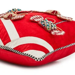 Christmas Candy Red Beaded Throw Pillow