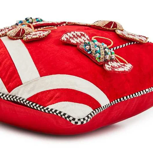 Christmas Candy Red Beaded Throw Pillow