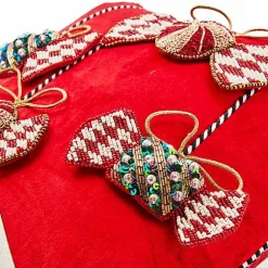 Christmas Candy Red Beaded Throw Pillow