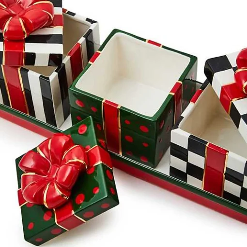 Christmas Gift Lidded Boxes  Tray Set