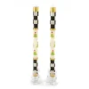Christmas Tree Dinner Candles - Check Bands - Set of 2