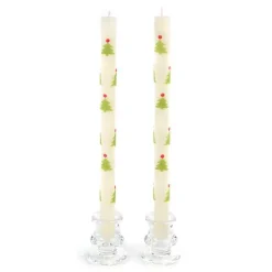 Christmas Tree Dinner Candles - Red  Green - Set of 2