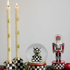 Christmas Tree Dinner Candles - Gold  Pearl - Set of 2