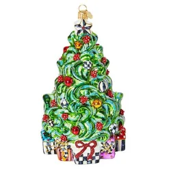 Classic Courtly Christmas Tree Glass Ornament