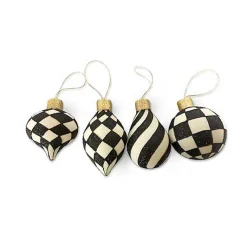 Classic Courtly Glass Ornaments, Set of 4