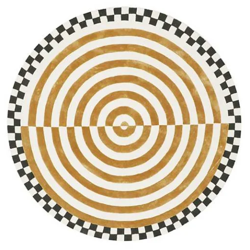 Concentric Circle Wheat 6' Round Rug
