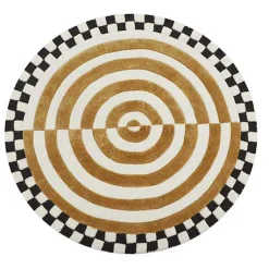 Concentric Circle Wheat 3' Round Rug
