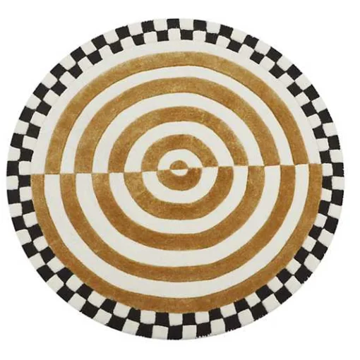 Concentric Circle Wheat 3' Round Rug