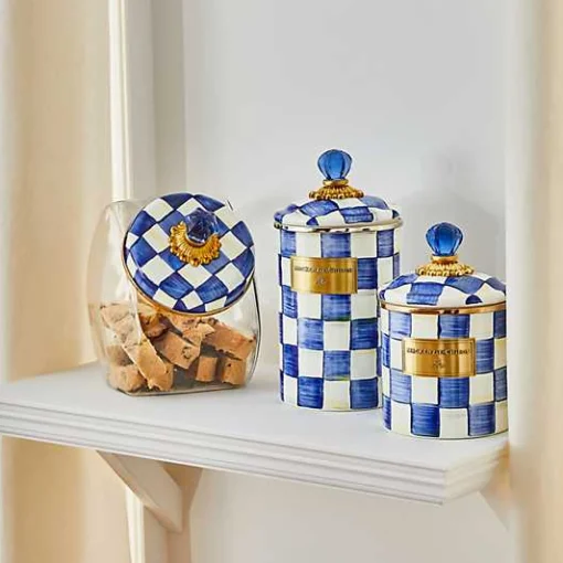 Cookie Jar with Royal Check Lid