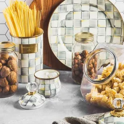 Cookie Jar with Sterling Check Lid