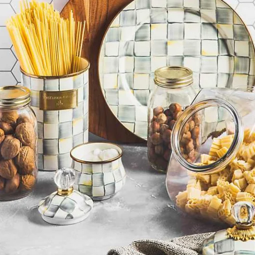 Cookie Jar with Sterling Check Lid