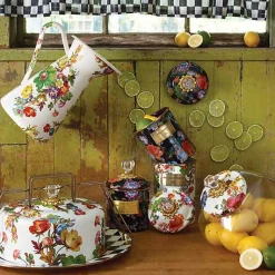 Cookie Jar with White Flower Market Lid