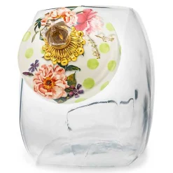 Cookie Jar with Wildflowers Green Lid