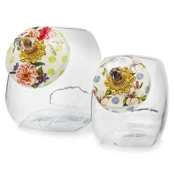 Cookie Jar with Wildflowers Green Lid