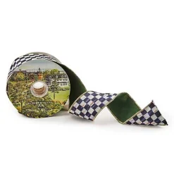 Courtly Check 2.5 Green Suede Ribbon