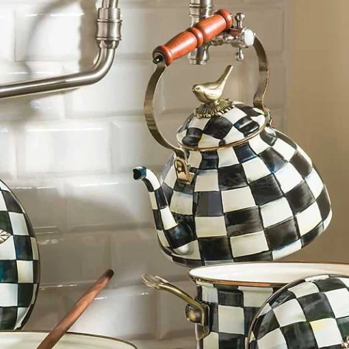 Courtly Check 3 Quart Tea Kettle with Bird