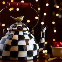 Courtly Check 3 Quart Tea Kettle with Bird