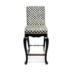 Courtly Check Black Counter Stool with Back