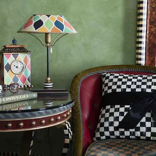 Courtly Check  Black Sash Throw Pillow