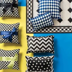 Courtly Check  Black Sash Throw Pillow