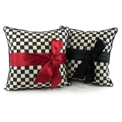 Courtly Check  Black Sash Throw Pillow