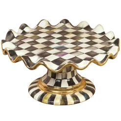 Courtly Check Ceramic Fluted Cake Stand