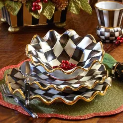 Courtly Check Ceramic Fluted Breakfast Bowl