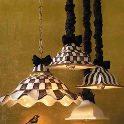 Courtly Check Ceramic Fluted Hanging Lamp