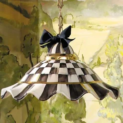 Courtly Check Ceramic Fluted Hanging Lamp
