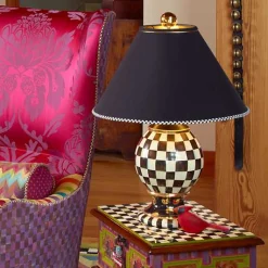 Courtly Check Ceramic Globe Lamp