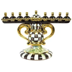 Courtly Check Ceramic Menorah