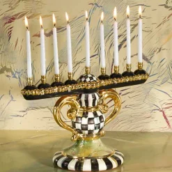 Courtly Check Ceramic Menorah